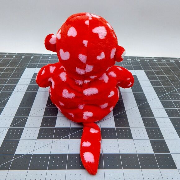 TY Pluffies Harts Red White Monkey Plush Pink Hearts Stuffed Animal 2006 TyLux - Picture 3 of 10